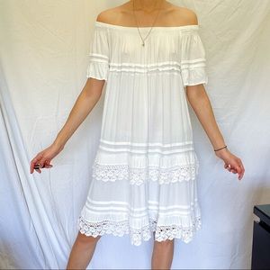 Muche Muchette white off shoulder ruffle dress